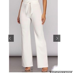 Windsor tie waist crepe pants size M